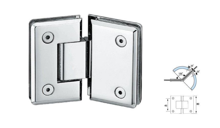 Glass Shower Hinge,Chamfer Edge 135°,Glass To Glass